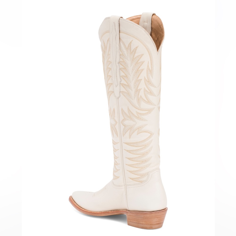 Lucchese Tall Cowboy Western Boots 7 Cream - Picture 2 of 2
